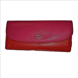 Coach slim wallet hot pink and orange small blemish inside flap